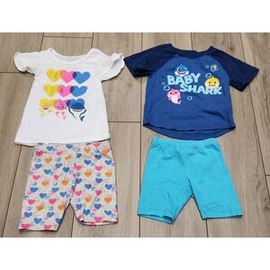Pinkfong Baby Shark Outfits (2 Shirts 2 Shorts) Kids Girls Toddler Size‎ 3T